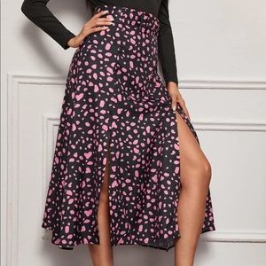 Black and pink Dalmatian print skirt, NWOT
